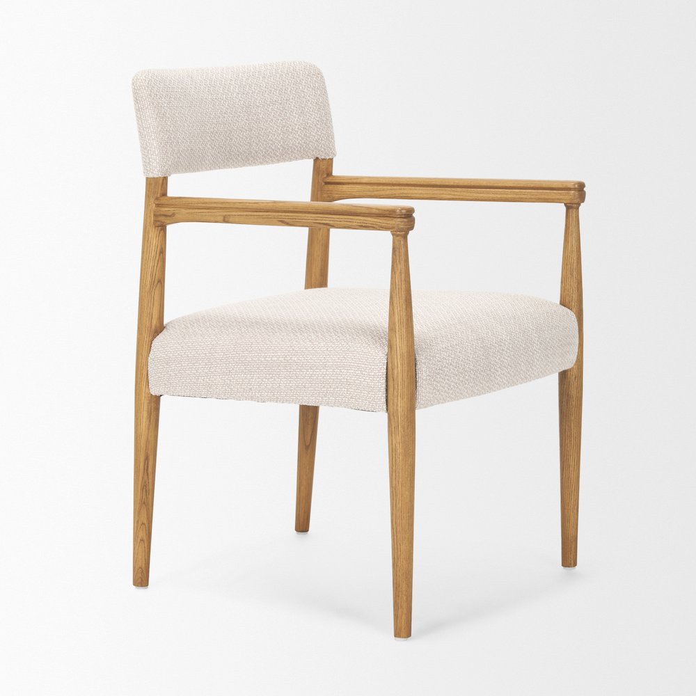 Light Brown Nettlewoodcream Heathered Performance Fabric Dining Chair. Picture 13