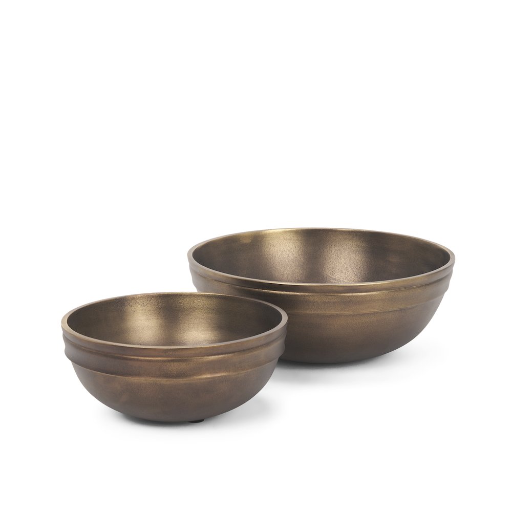 Decorative Brass Finished Cast Aluminum Round Bowls. Picture 1