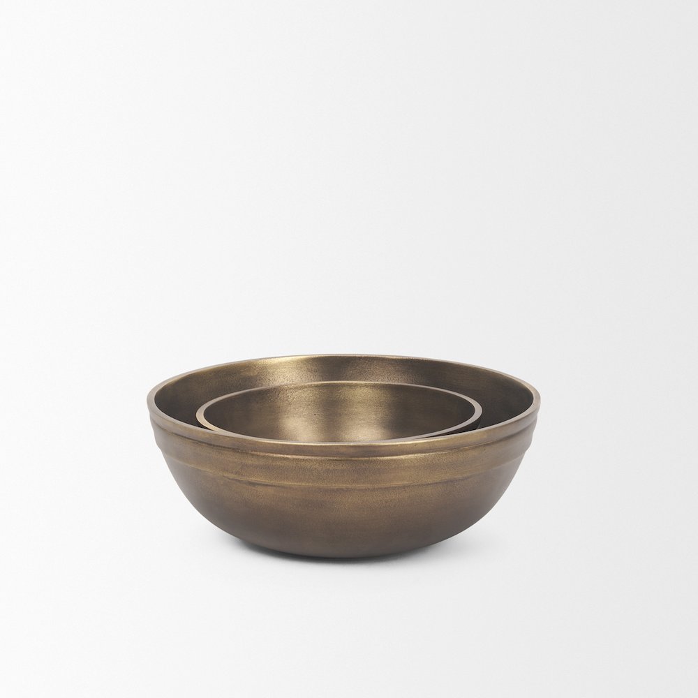 Decorative Brass Finished Cast Aluminum Round Bowls. Picture 5