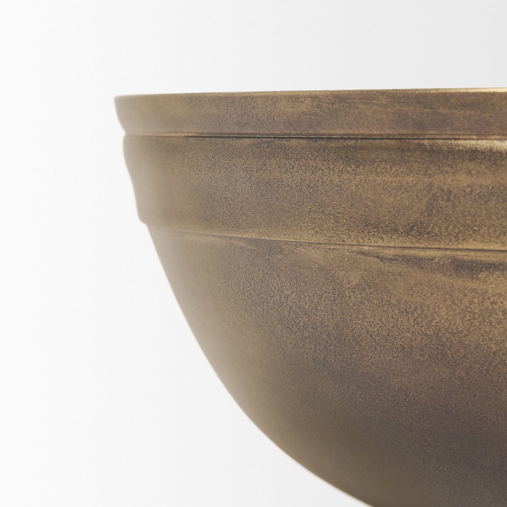 Decorative Brass Finished Cast Aluminum Round Bowls. Picture 8