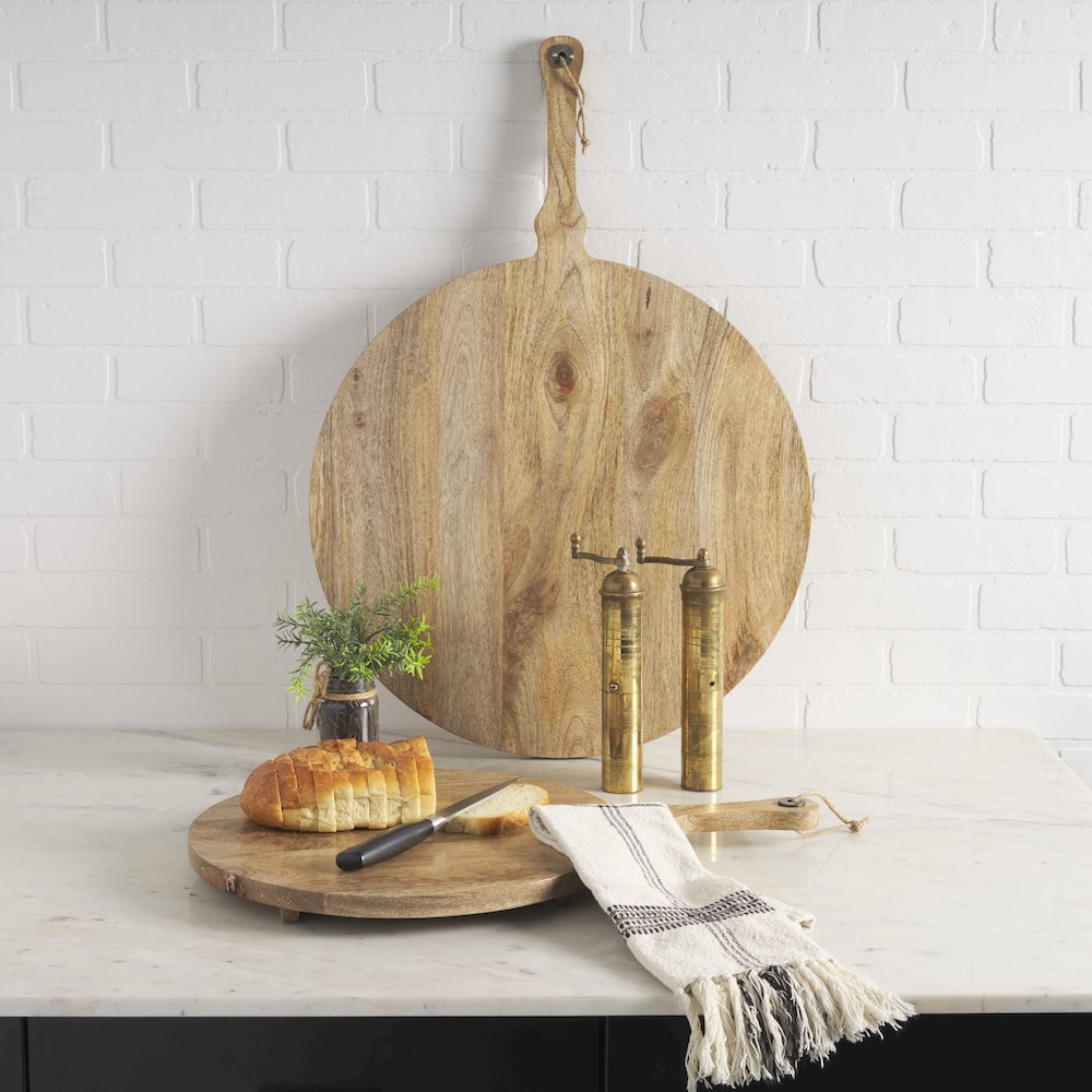 Karana Natural Solid Wood Round Serving Boards. Picture 2