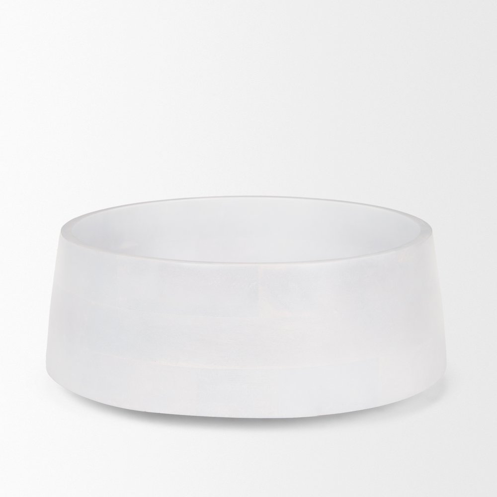 White Washed Solid Wood Decorative Bowl. Picture 3