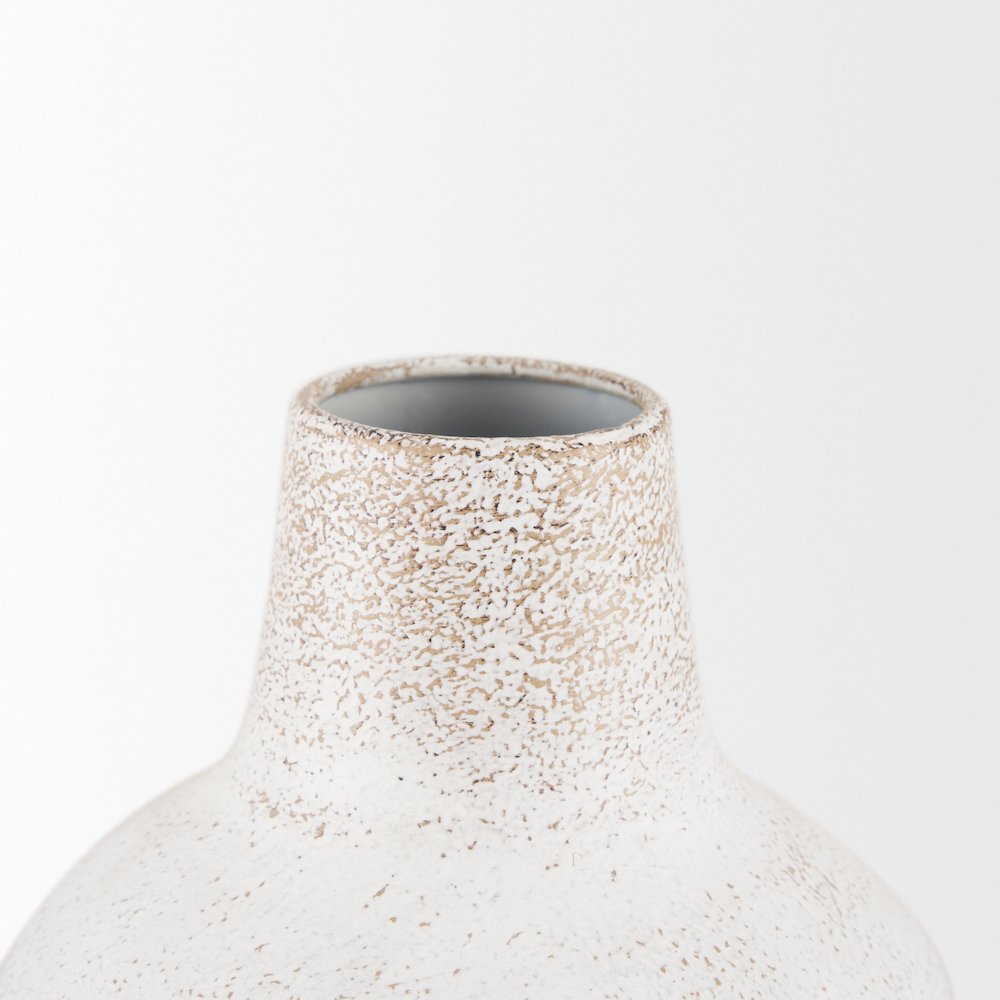 Tisha Large White Terracotta Distressing Metal Vase. Picture 7