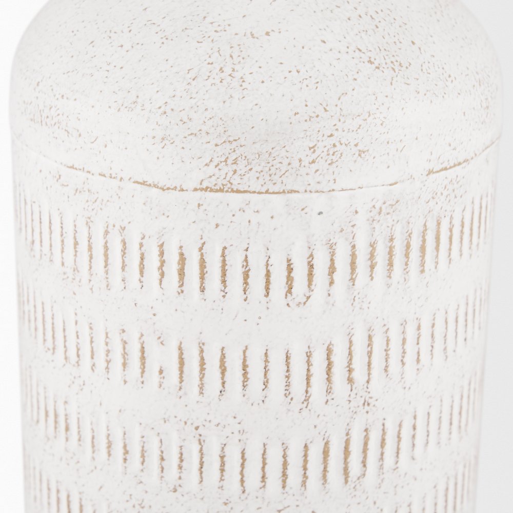Tisha Large White Terracotta Distressing Metal Vase. Picture 8