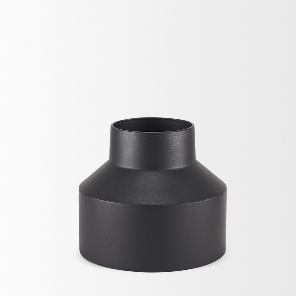 Tosca Medium Matte Black Metal Vase. Picture 5