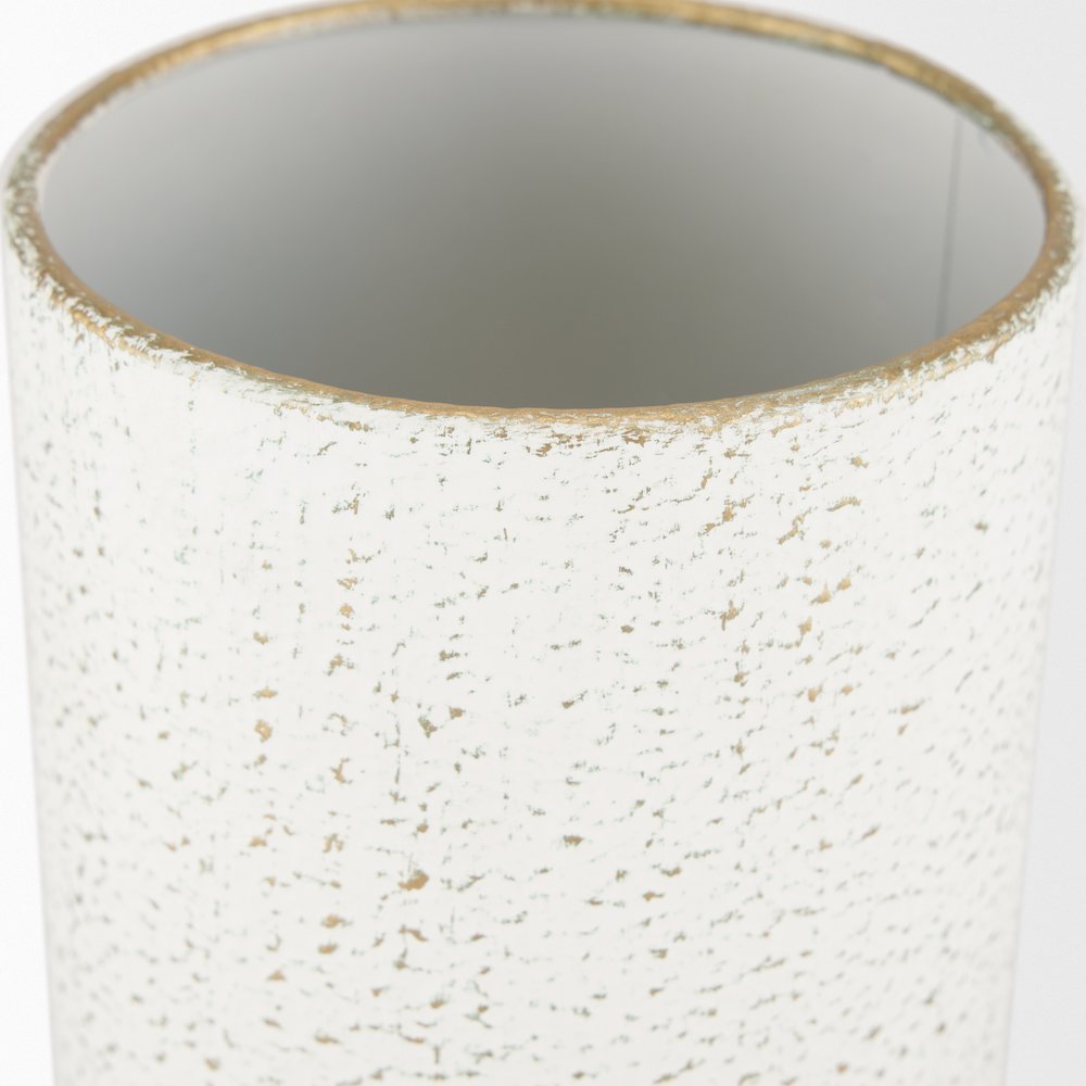 Tovah Small Textured White Gold Metal Vase. Picture 5
