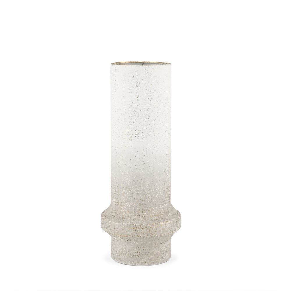 Tovah Medium Textured White Gold Metal Vase. Picture 1
