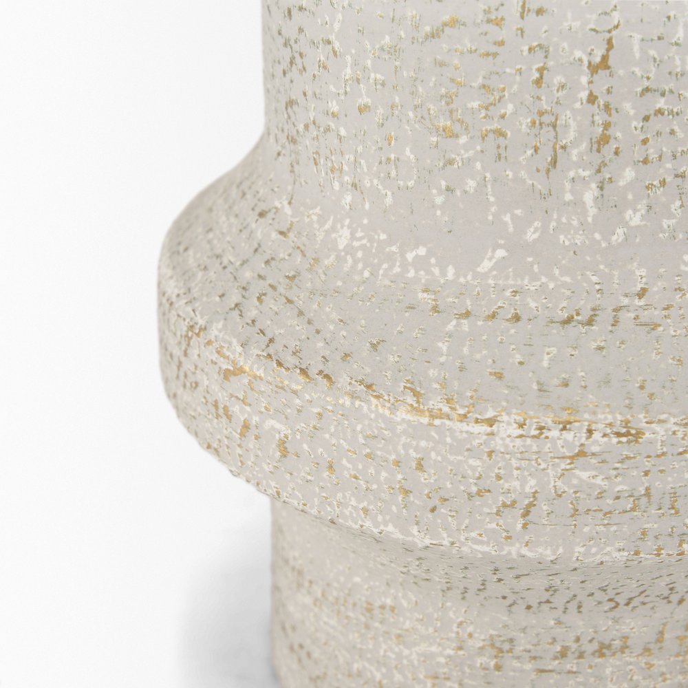 Tovah Medium Textured White Gold Metal Vase. Picture 6
