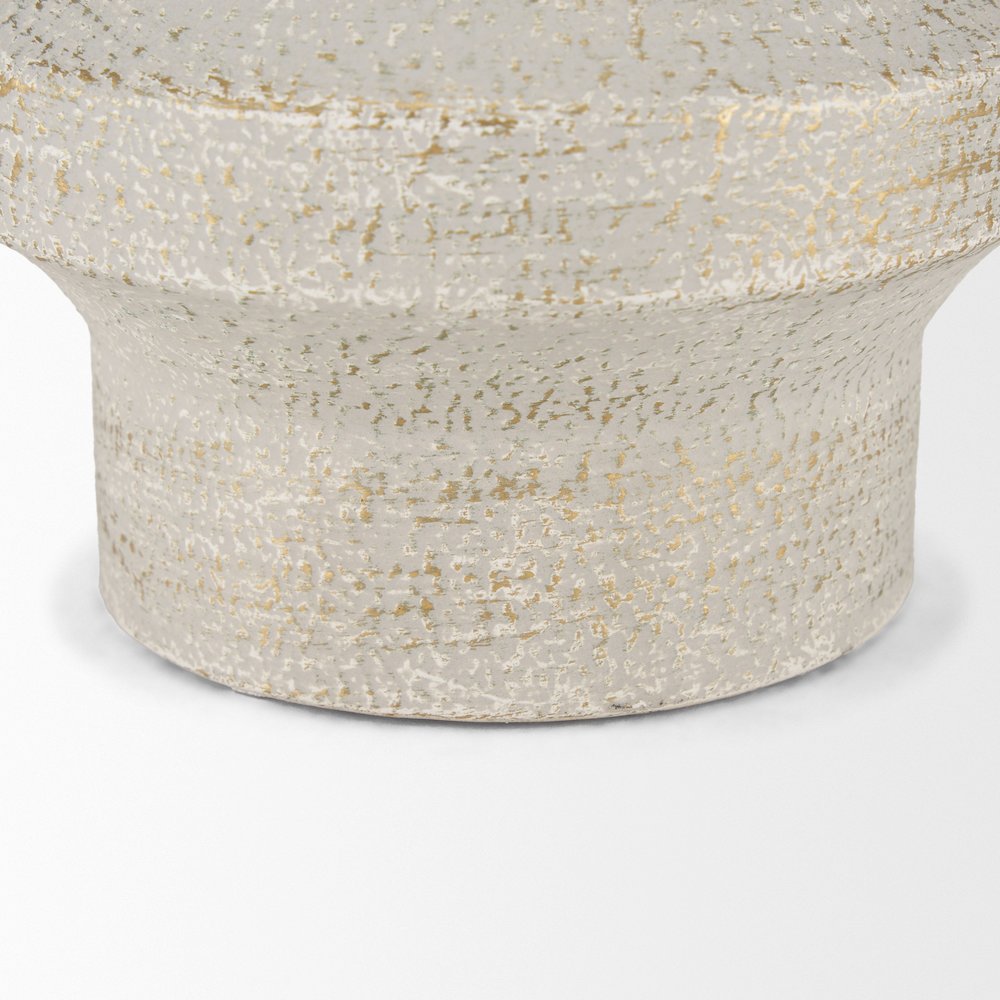 Tovah Medium Textured White Gold Metal Vase. Picture 7