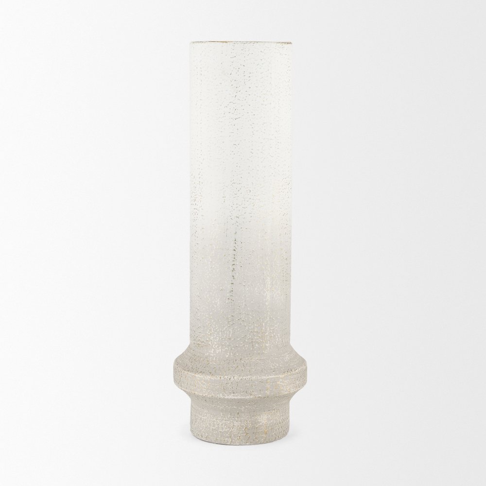 Tovah Tall Textured White Gold Metal Vase. Picture 4