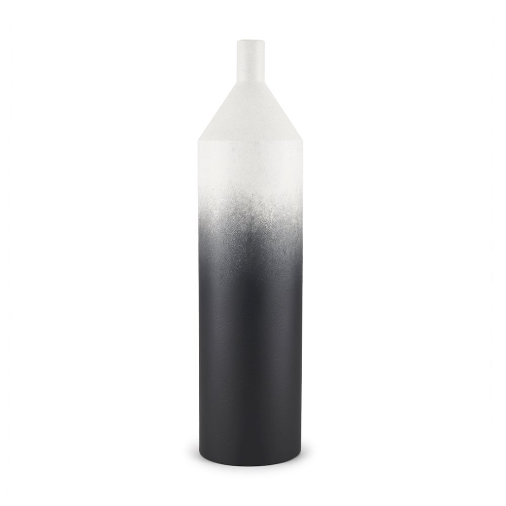 Townley Tall White Black Ombre Metal Vase. Picture 1