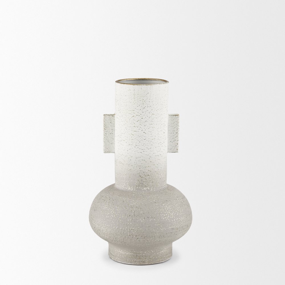 Torres Small Textured Off White Gold Metal Vase. Picture 3