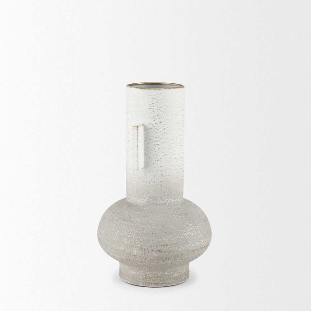 Torres Small Textured Off White Gold Metal Vase. Picture 5