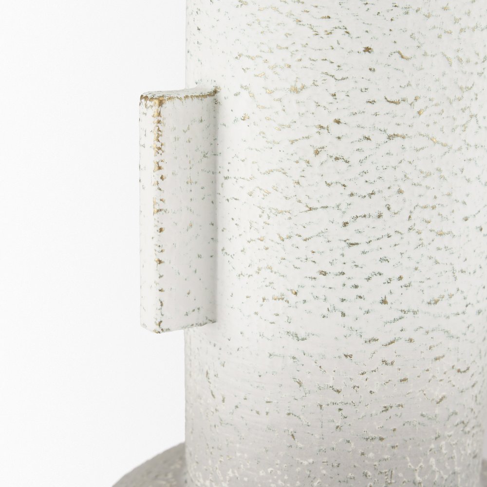 Torres Small Textured Off White Gold Metal Vase. Picture 7