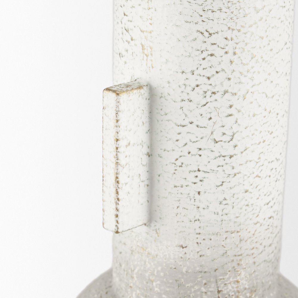 Torres Tall Textured Off White Gold Metal Vase. Picture 7