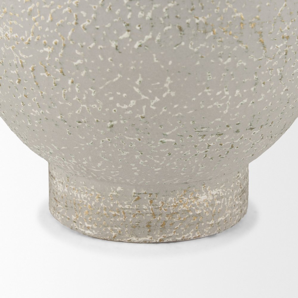 Torres Tall Textured Off White Gold Metal Vase. Picture 8