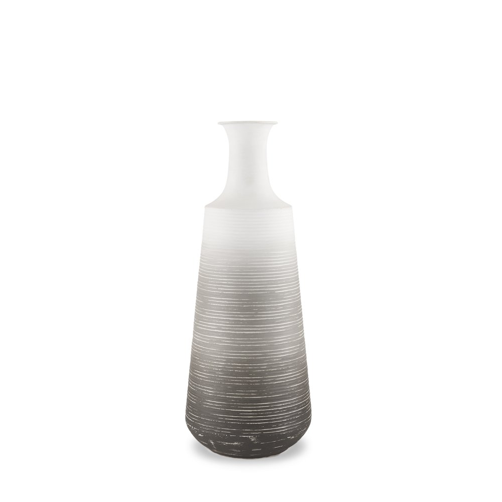 Toru Medium White Grey Ombre Metal Vase. Picture 1