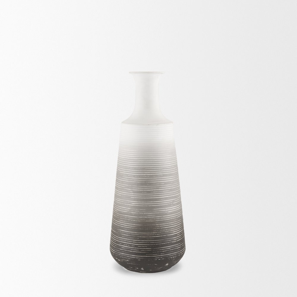 Toru Medium White Grey Ombre Metal Vase. Picture 4