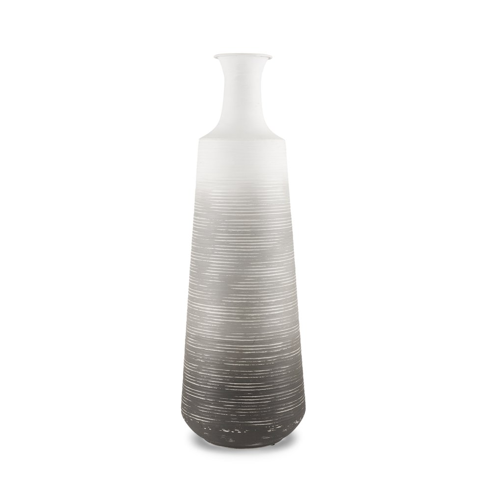 Toru Tall White Grey Ombre Metal Vase. Picture 1