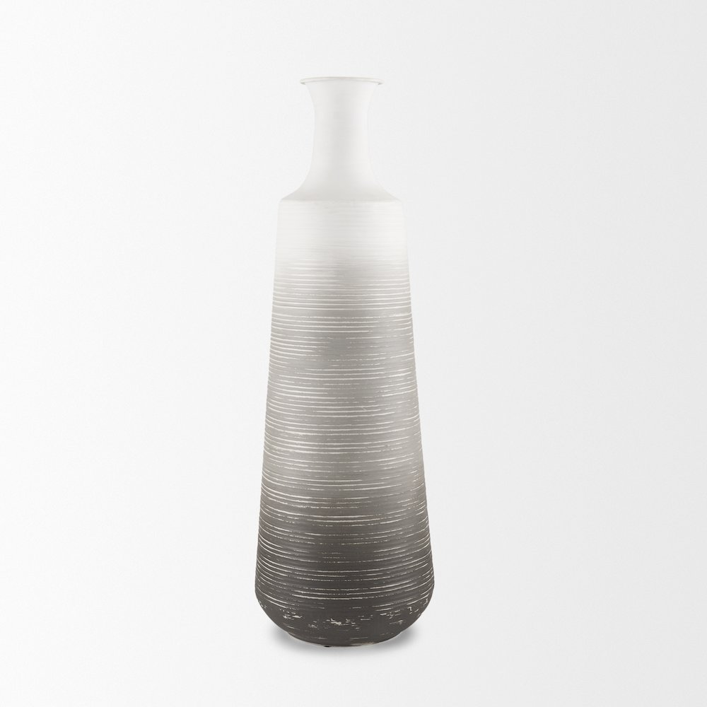 Toru Tall White Grey Ombre Metal Vase. Picture 4