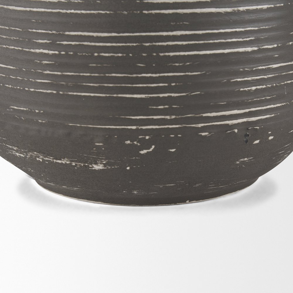Toru Tall White Grey Ombre Metal Vase. Picture 8