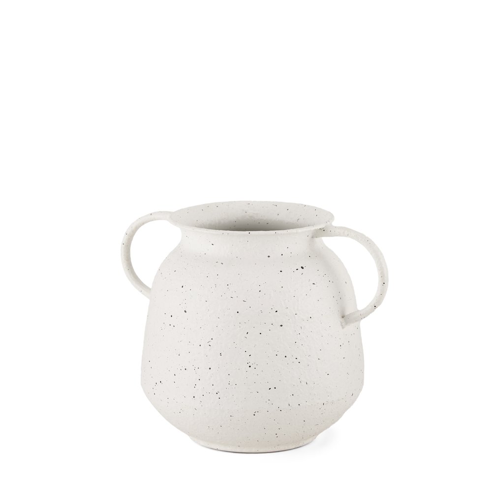 Treva Small White Black Speckles Metal Vase. Picture 1