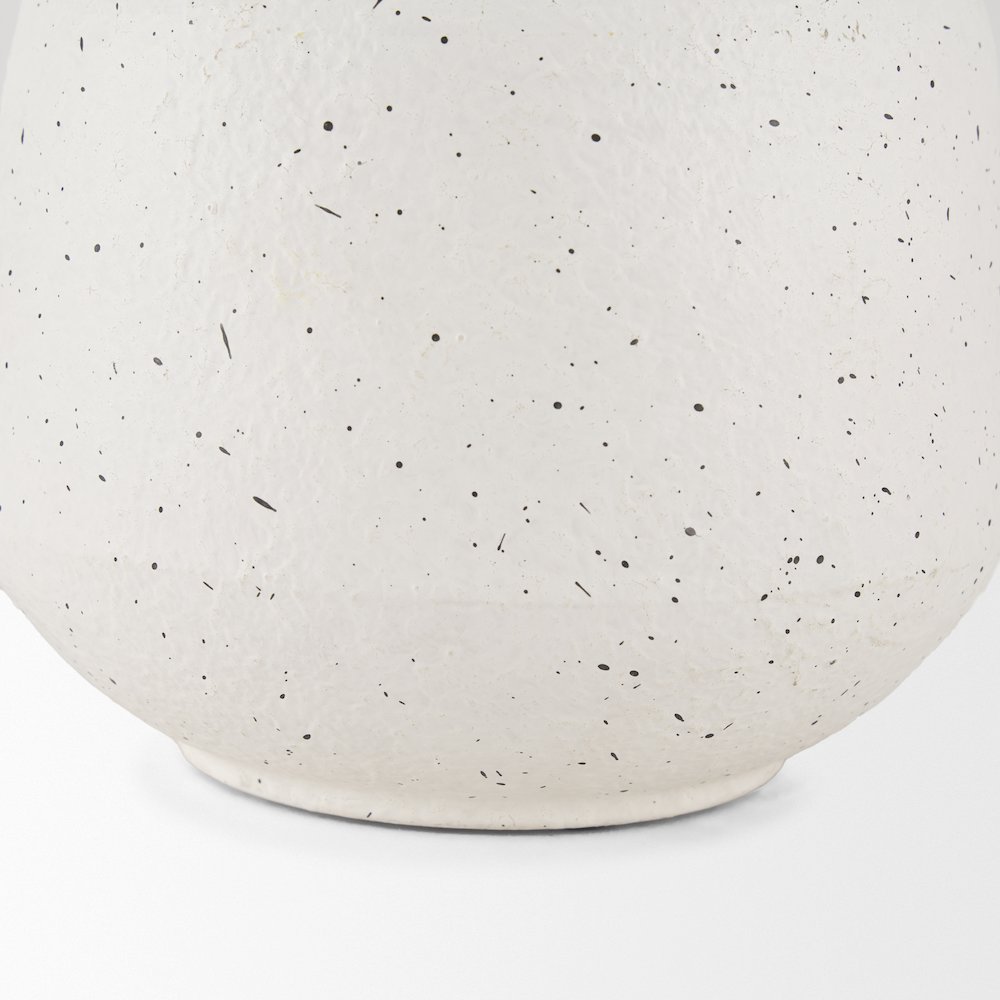 Treva Small White Black Speckles Metal Vase. Picture 2