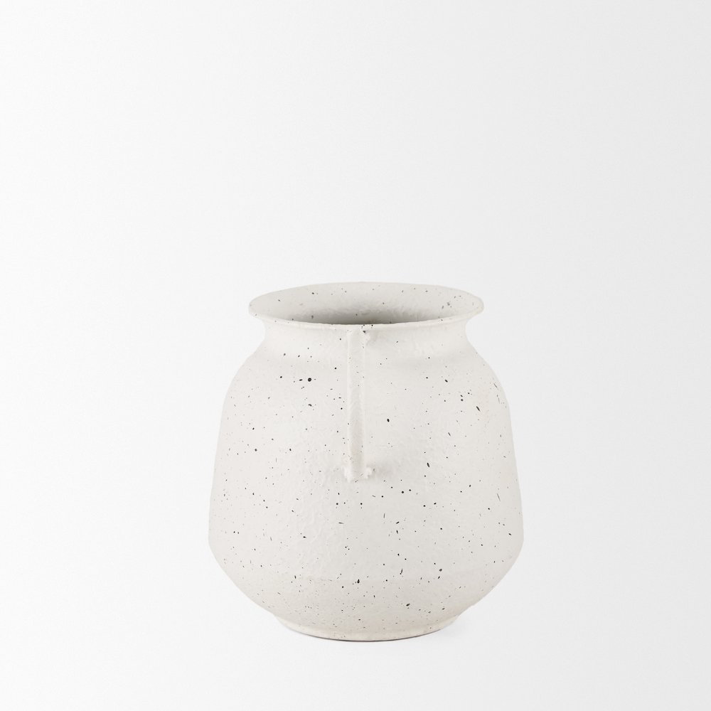 Treva Small White Black Speckles Metal Vase. Picture 7