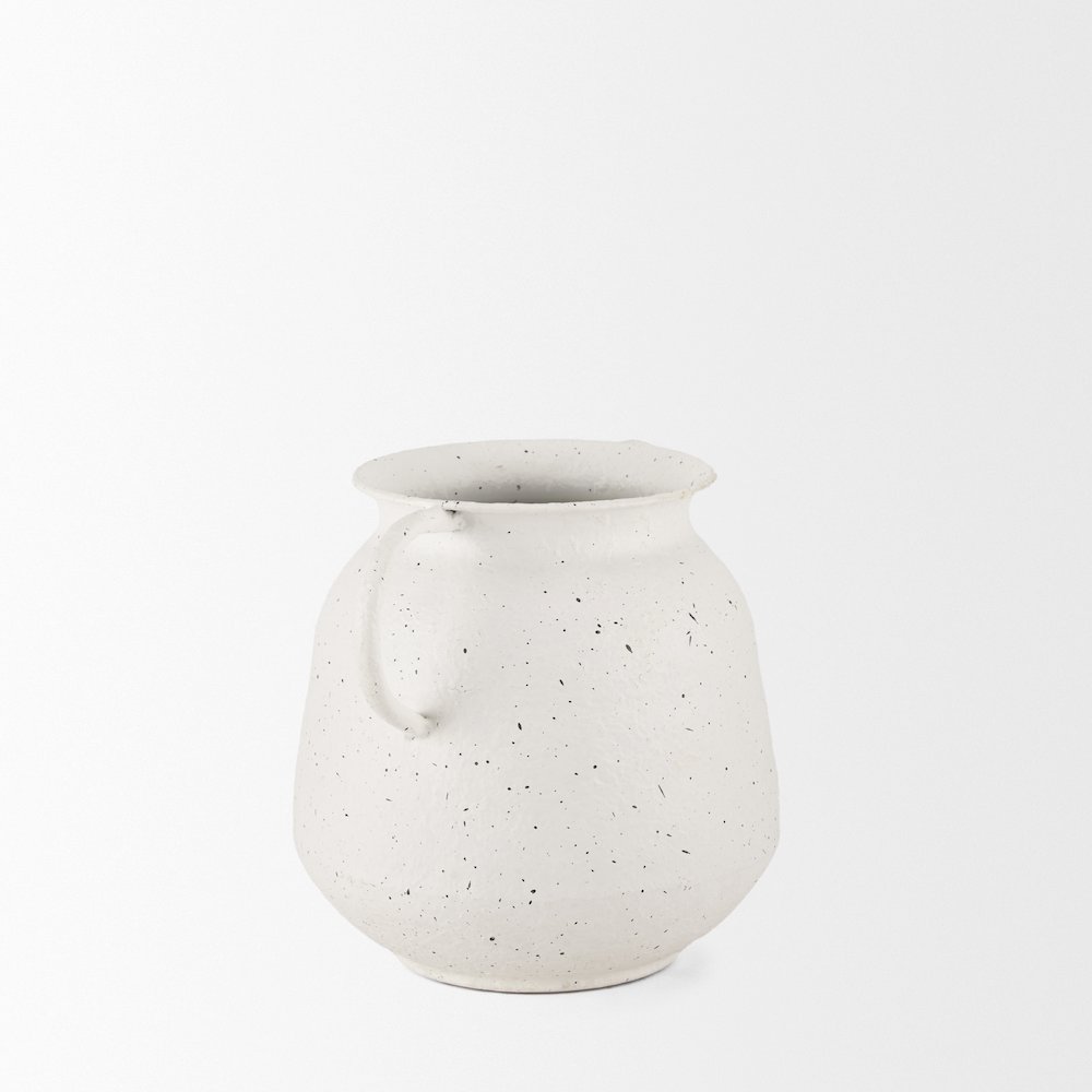 Treva Small White Black Speckles Metal Vase. Picture 8