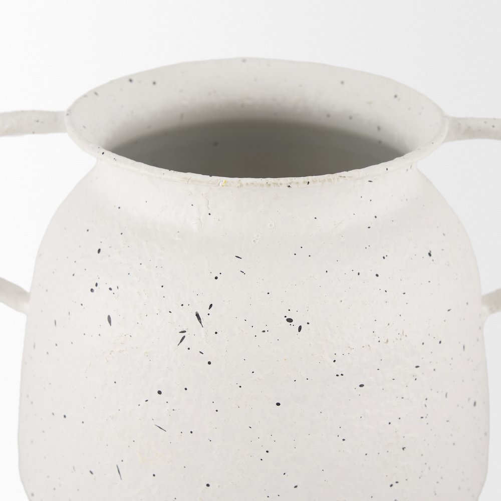 Treva Small White Black Speckles Metal Vase. Picture 9