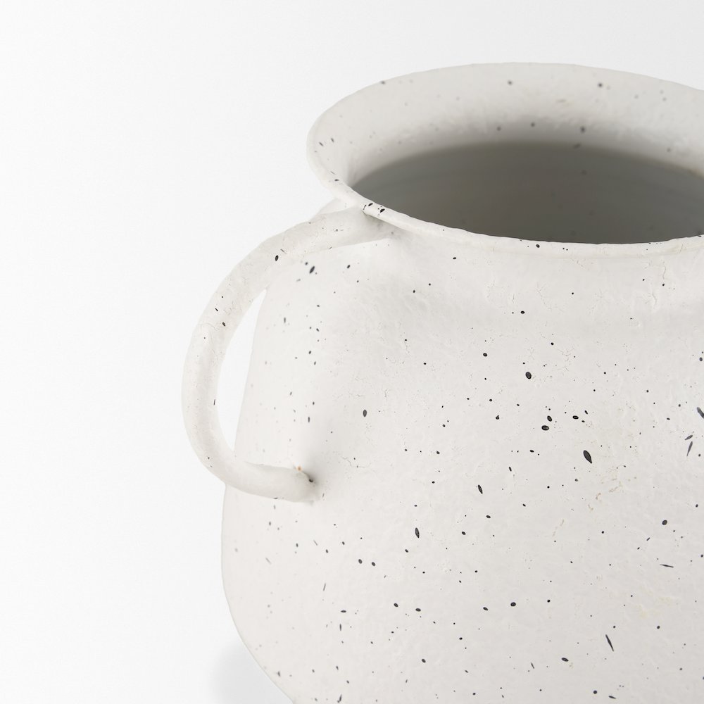 Treva Small White Black Speckles Metal Vase. Picture 10