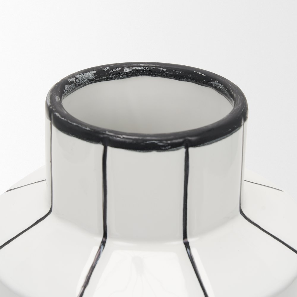Dinah Small White Black Stripes  Ceramic Vase. Picture 6