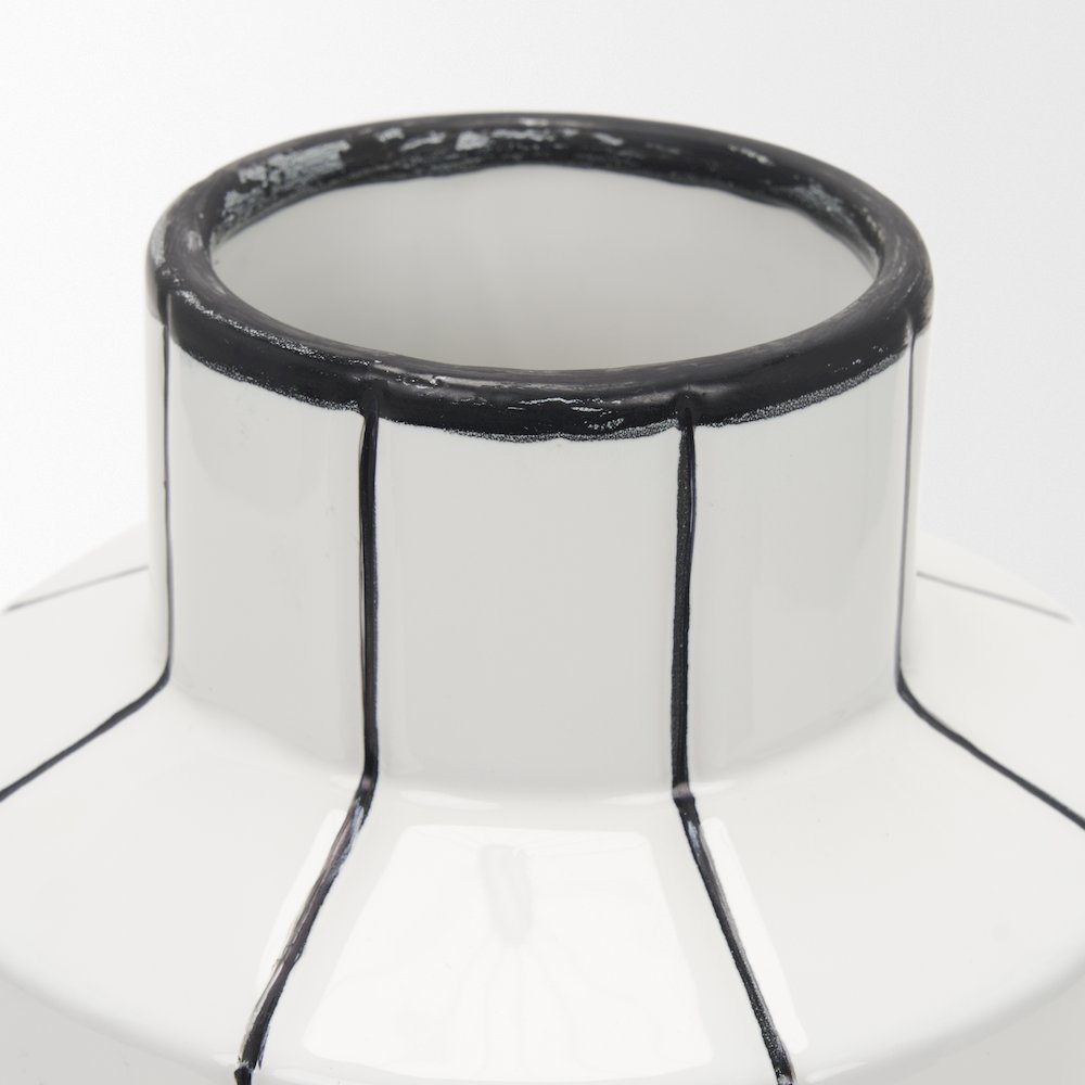 Dinah Small White Black Stripes  Ceramic Vase. Picture 7