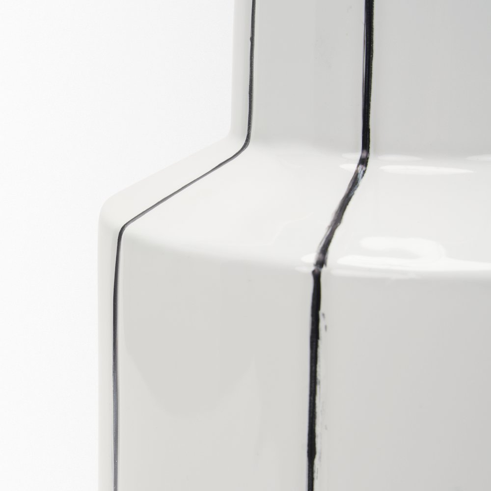 Dinah Small White Black Stripes  Ceramic Vase. Picture 8