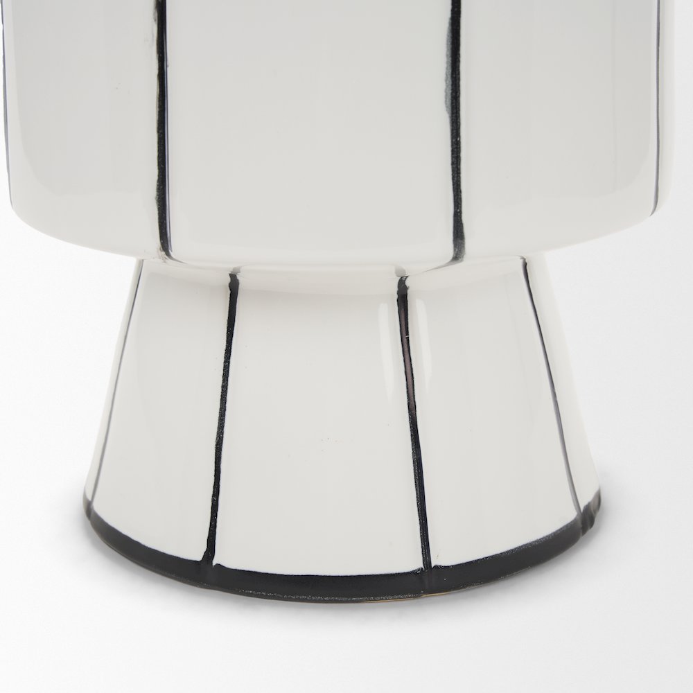 Dinah Small White Black Stripes  Ceramic Vase. Picture 9
