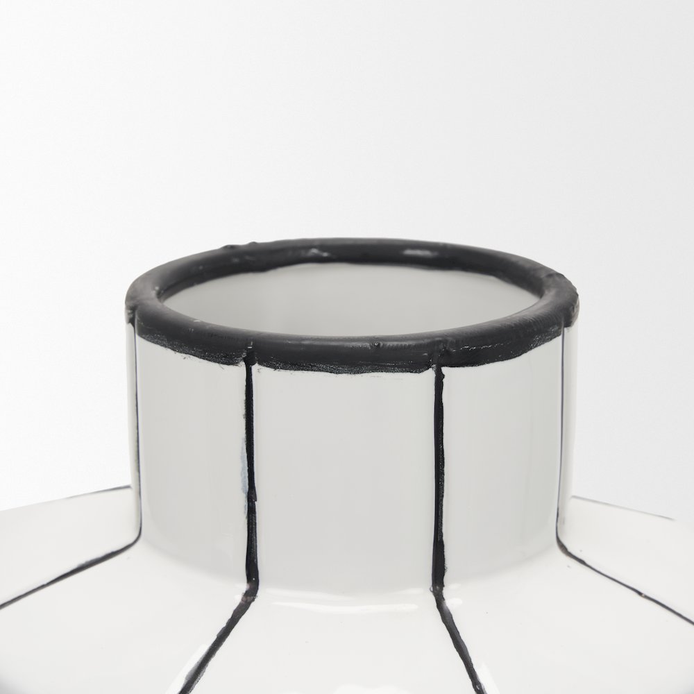 Dinah Large White Black Stripes  Ceramic Vase. Picture 7