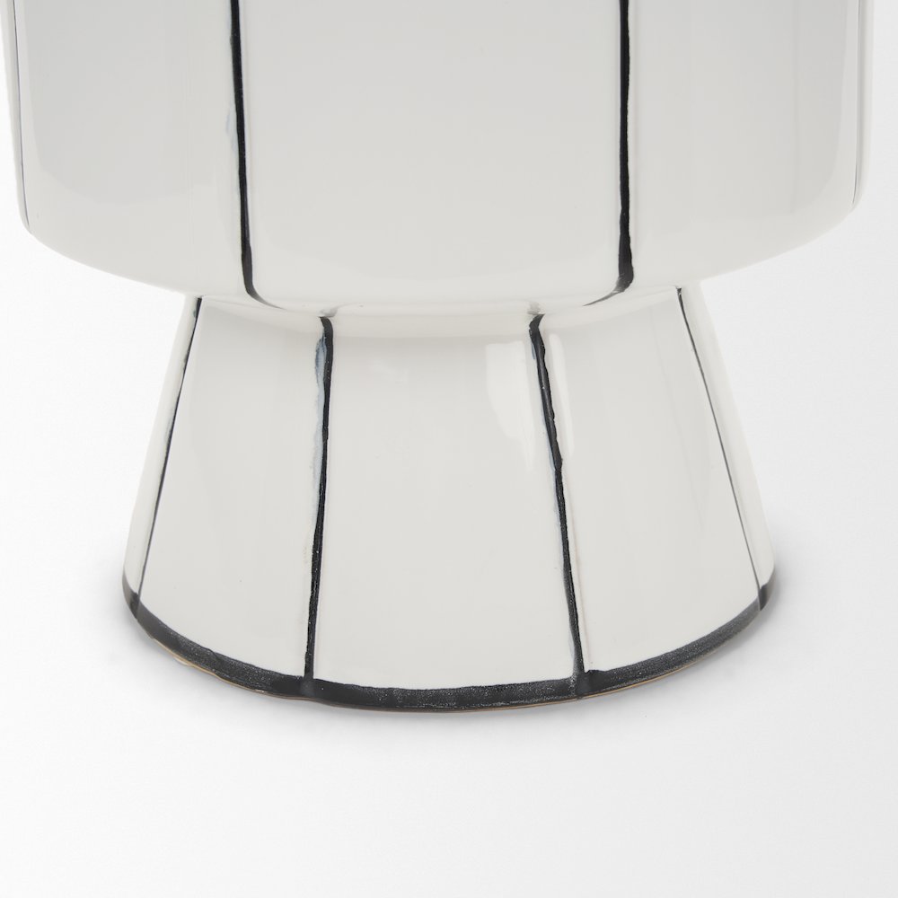 Dinah Large White Black Stripes  Ceramic Vase. Picture 9