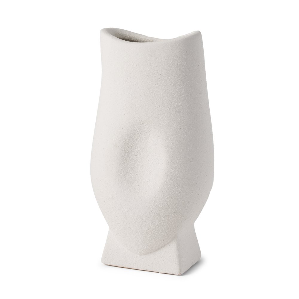 Darian Tall Textured Matte White Ceramic Vase. Picture 1