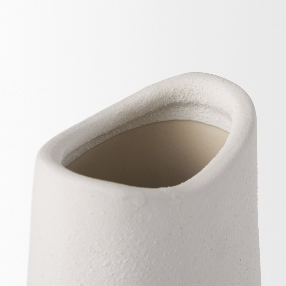 Darian Tall Textured Matte White Ceramic Vase. Picture 2