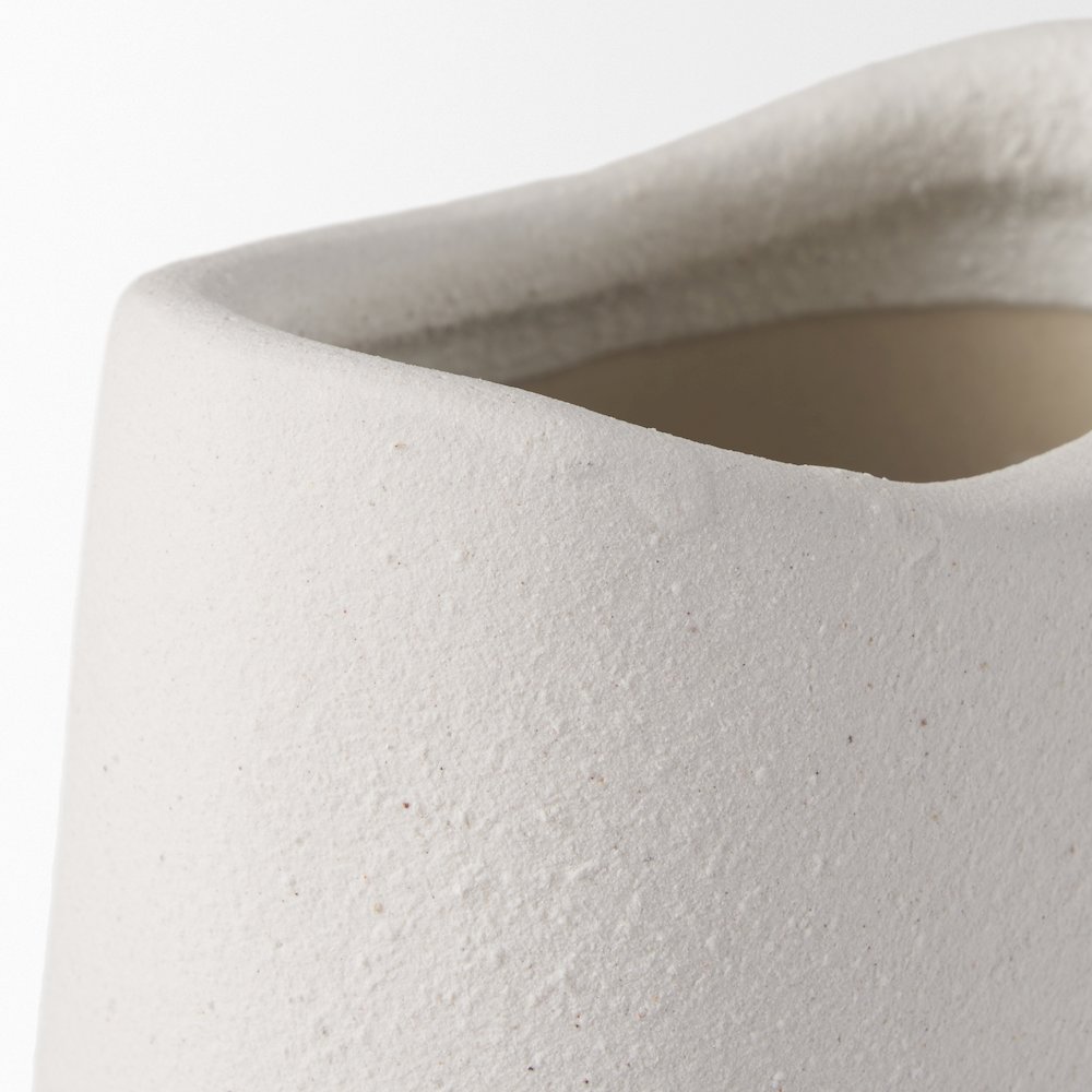 Darian Tall Textured Matte White Ceramic Vase. Picture 3