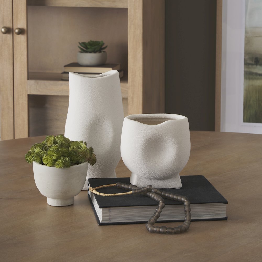 Darian Tall Textured Matte White Ceramic Vase. Picture 5