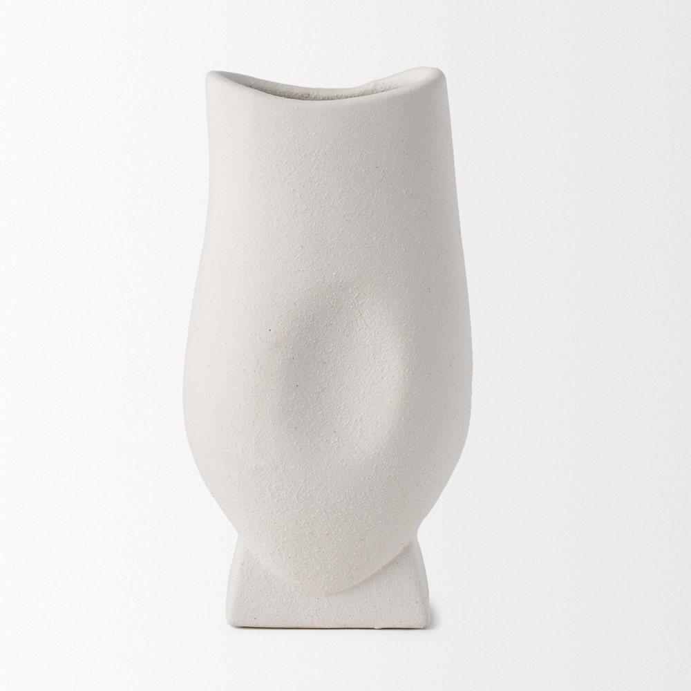 Darian Tall Textured Matte White Ceramic Vase. Picture 9
