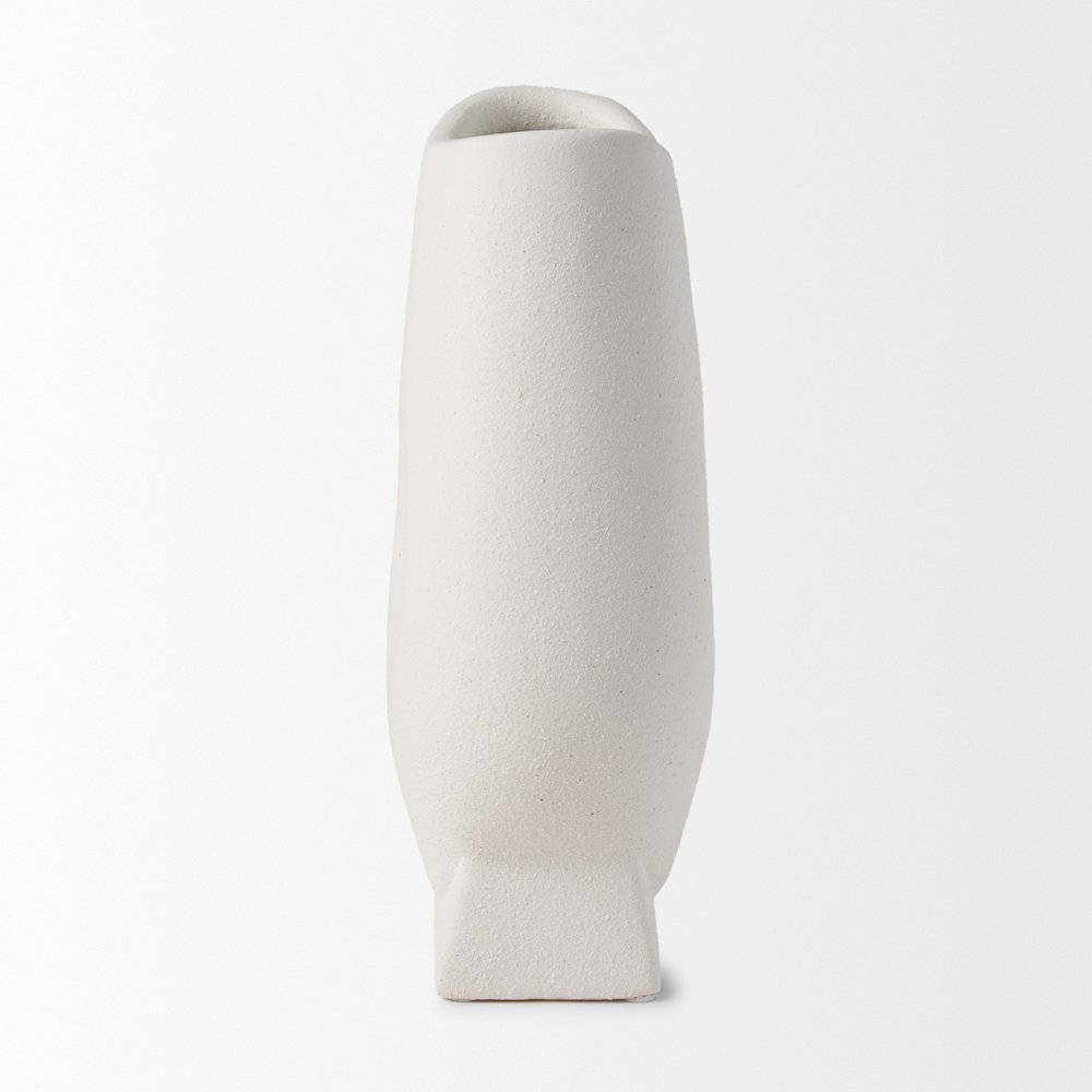 Darian Tall Textured Matte White Ceramic Vase. Picture 10