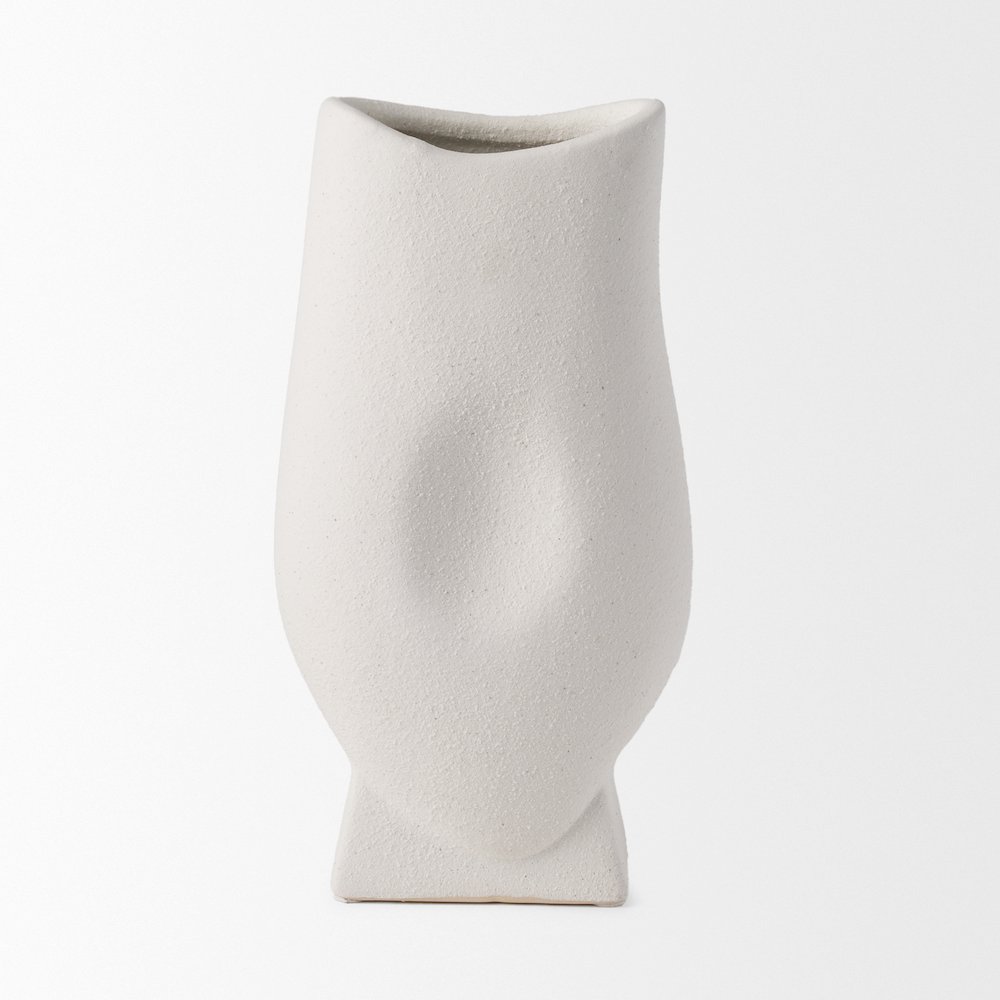 Darian Tall Textured Matte White Ceramic Vase. Picture 11
