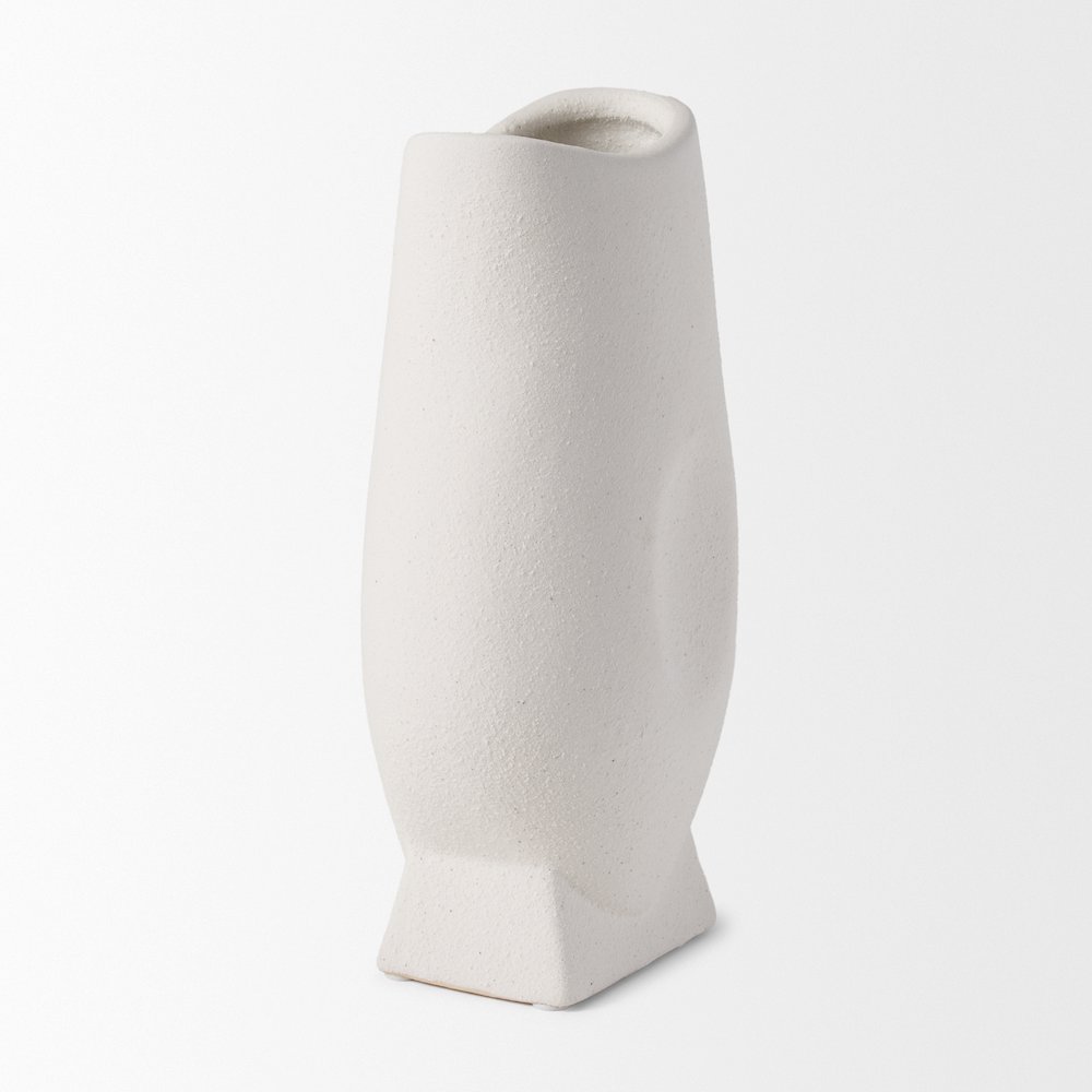 Darian Tall Textured Matte White Ceramic Vase. Picture 12