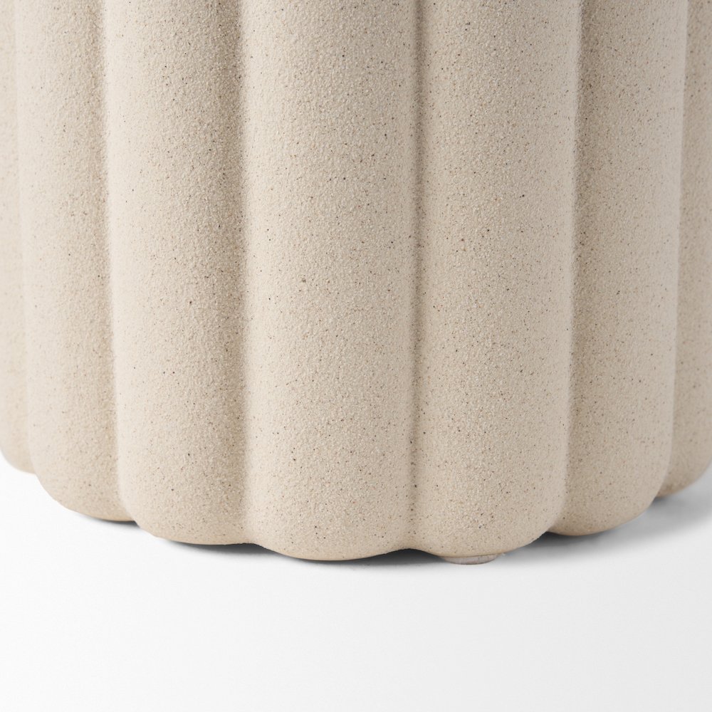 Mira Tall Textured Blush Beige Fluted Ceramic Vase. Picture 6