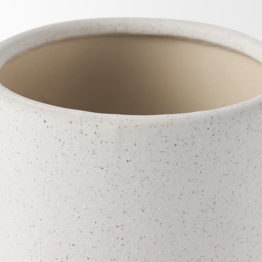 Dylan Small Textured Off White Handles Ceramic Vase. Picture 2