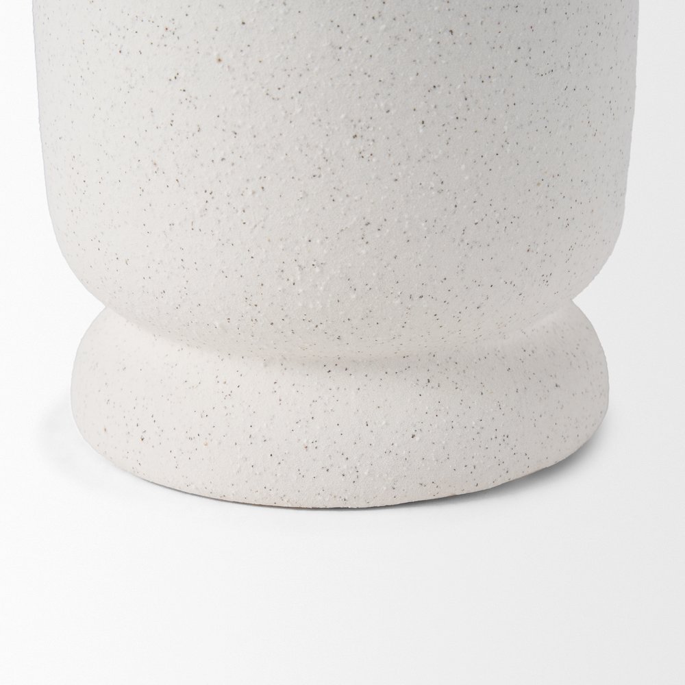 Dylan Small Textured Off White Handles Ceramic Vase. Picture 4