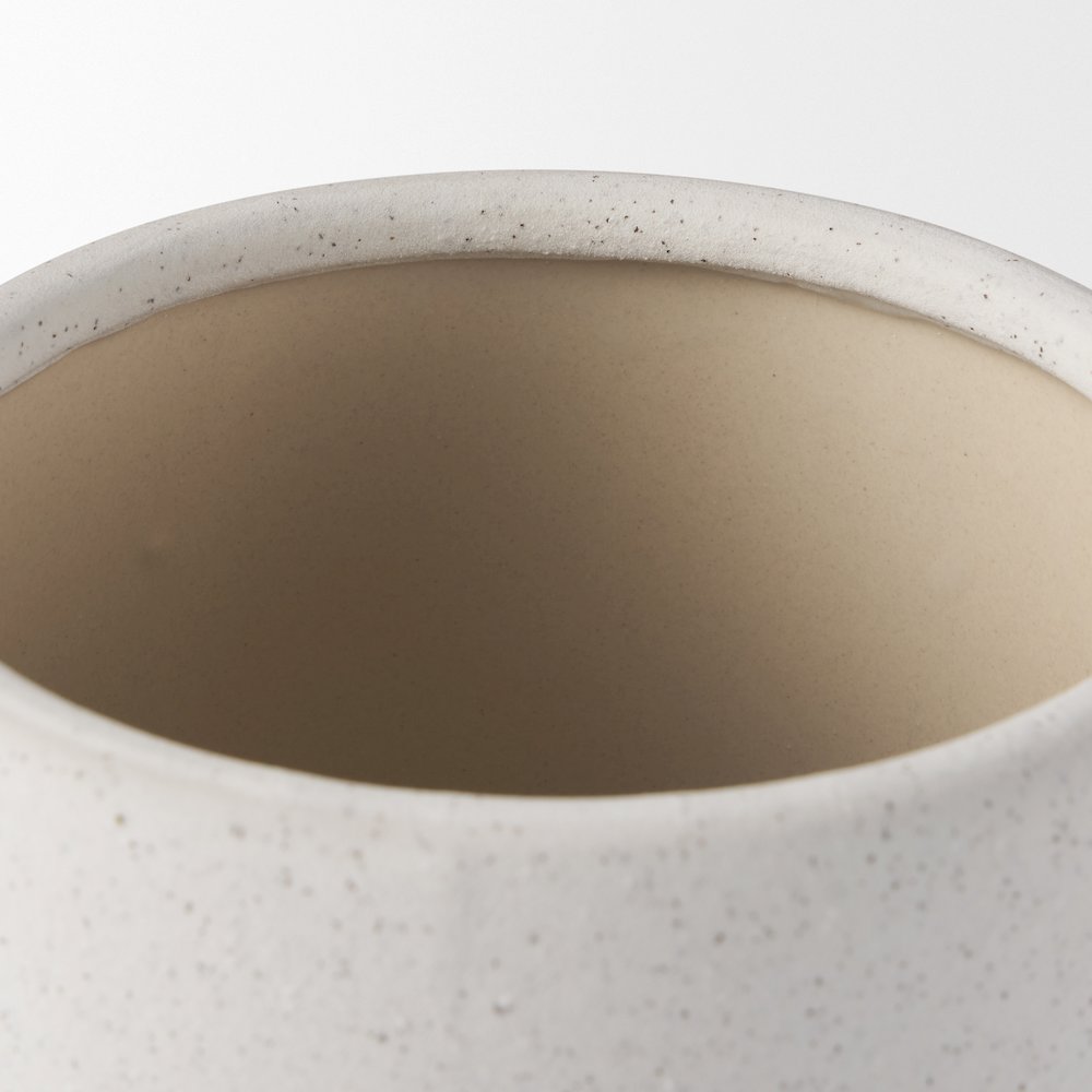 Dylan Small Textured Off White Handles Ceramic Vase. Picture 12
