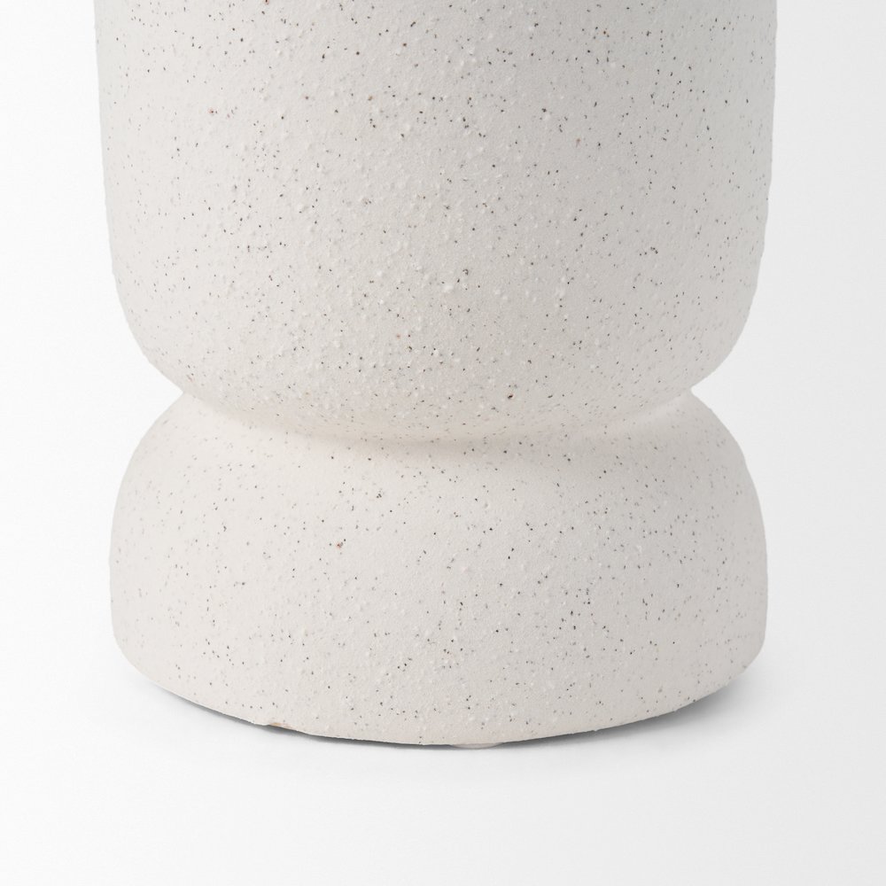 Dylan Tall Textured Off White Handles Ceramic Vase. Picture 2
